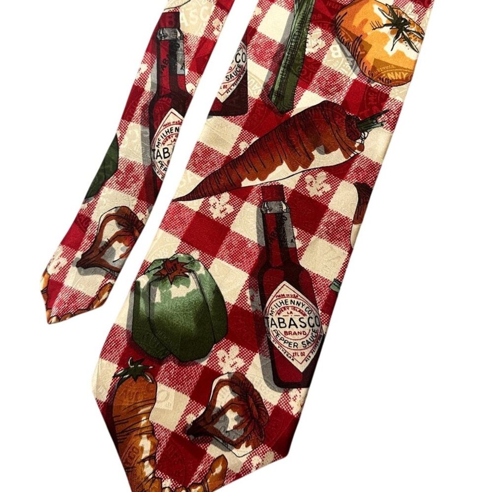 Tabasco Necktie Silk Gingham Check Tablecloth Vegetables